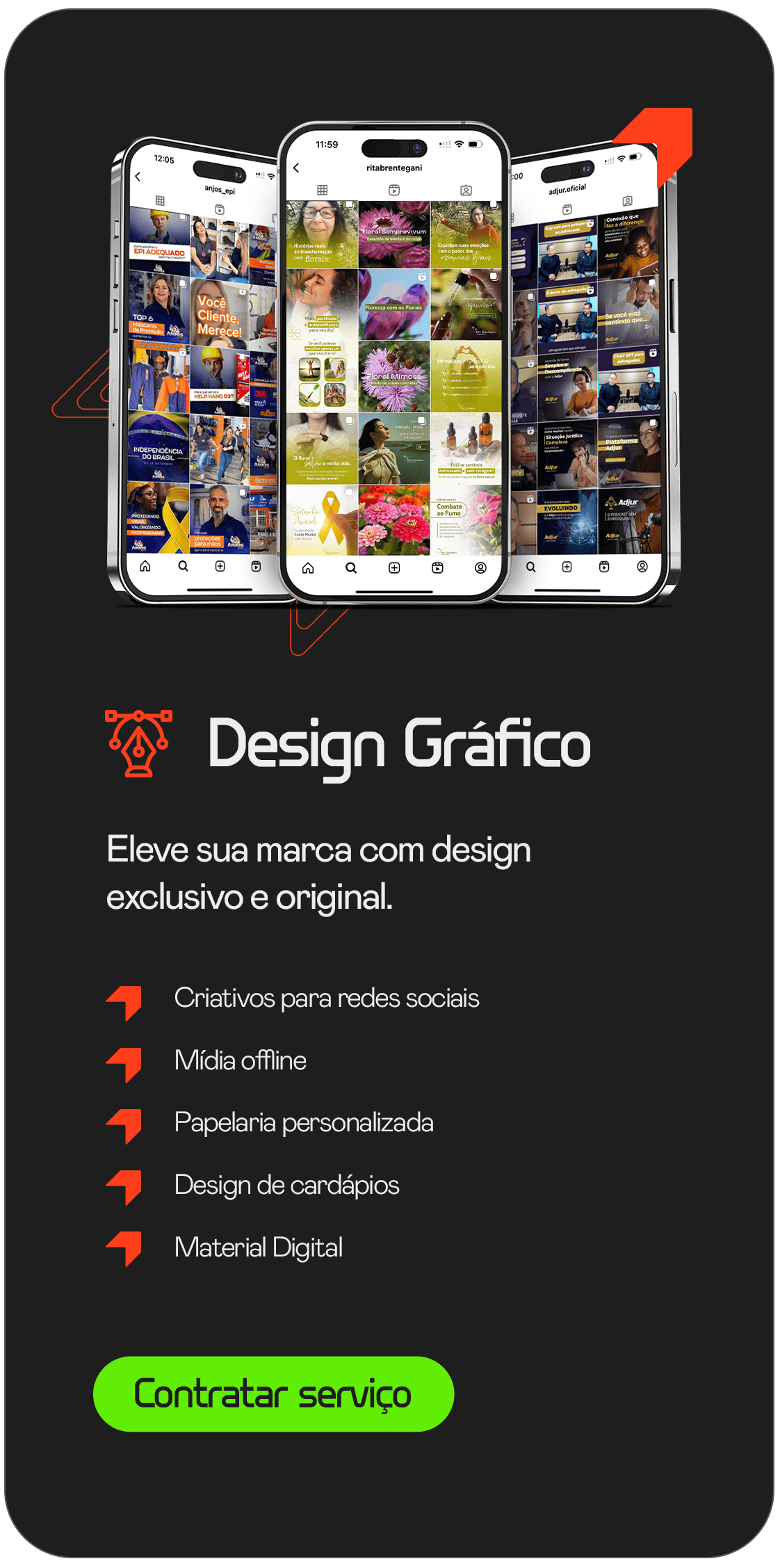 Resumo dos serviços de produção de conteúdo